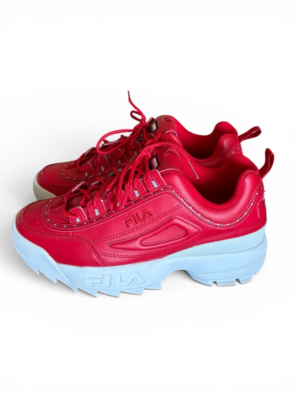 FILA Disruptor II Women's Red Leather Sneakers Size 10